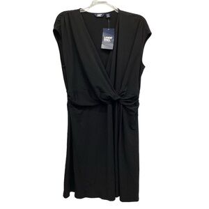 Lands End Black Ruched Jersey Dress NWT Plus size 1X